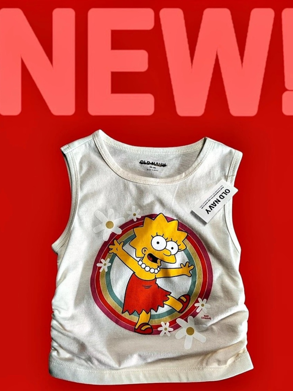 Old Navy Lisa Simpson Graphic Tank Top cream & Red XS (5)